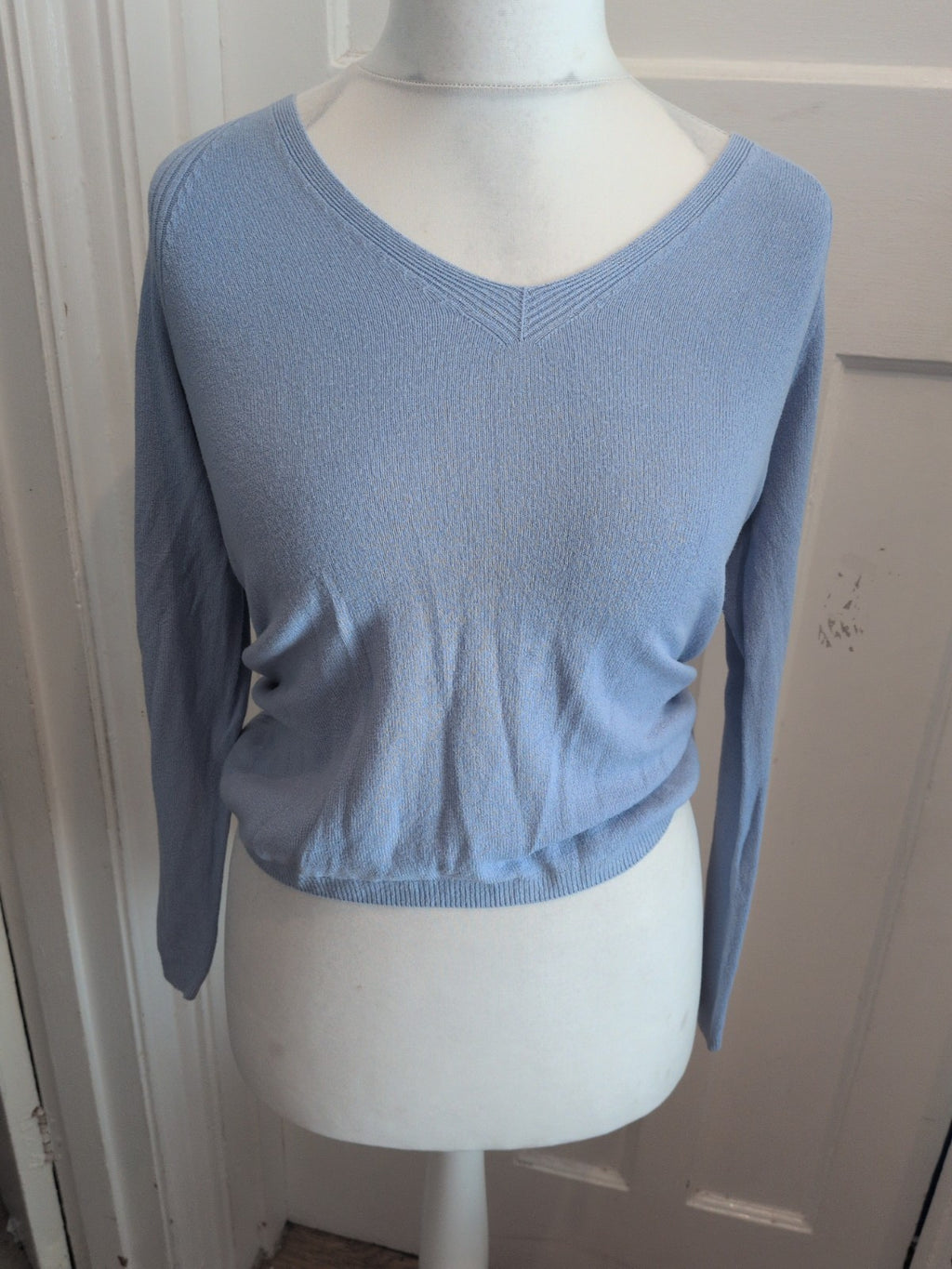 Marks And Spencer 12 Periwinkle Long Sleeve V Neck Jumper