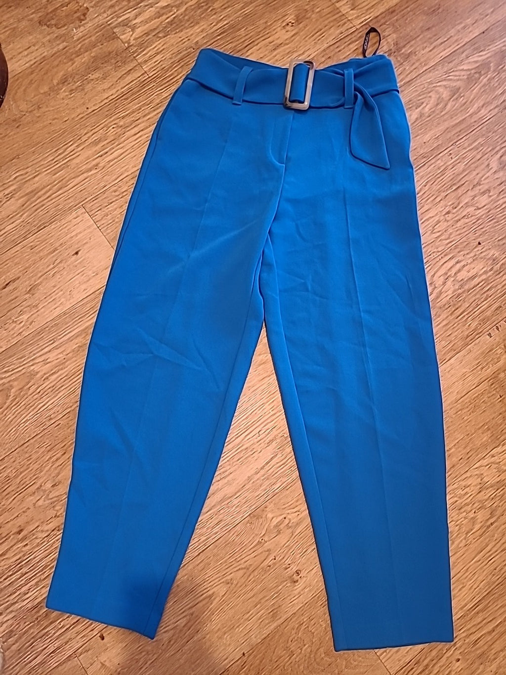Ladies Topshop Size 8 Blue Trousers With Belt