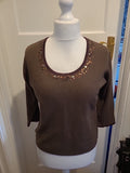 Ladies Tigi Size Medium Brown Round Neck Long Sleeve Jumper Top