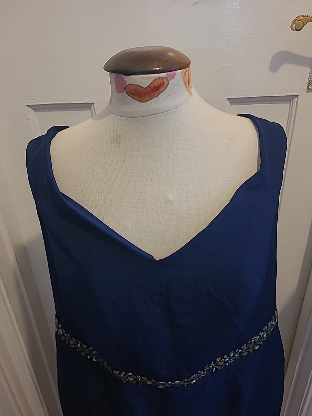 Ladies Showcase Size 18 Navy Detailed Waist Sleeveless Dress