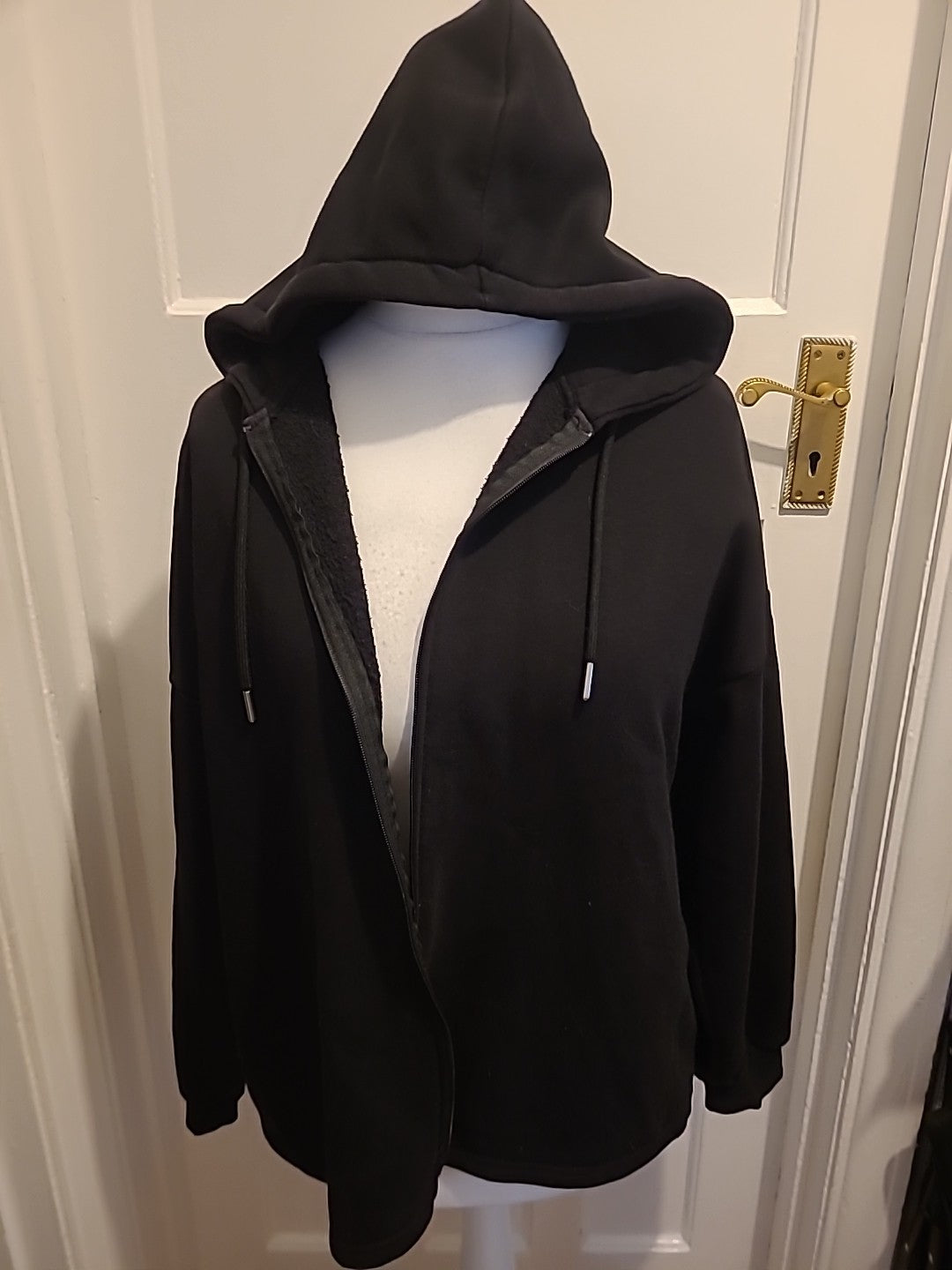 Ladies Boohoo Size 6 Black Printed Zipped Hoodie