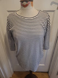 Ladies New Look Maternity Size 8 Cream And Black Striped Tshirt