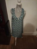 Ladies Lucky Style Xxl Green And White Sleeveless Dress