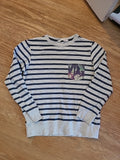 Boys H+M 8-10 Years Grey Navy Striped Tshirt