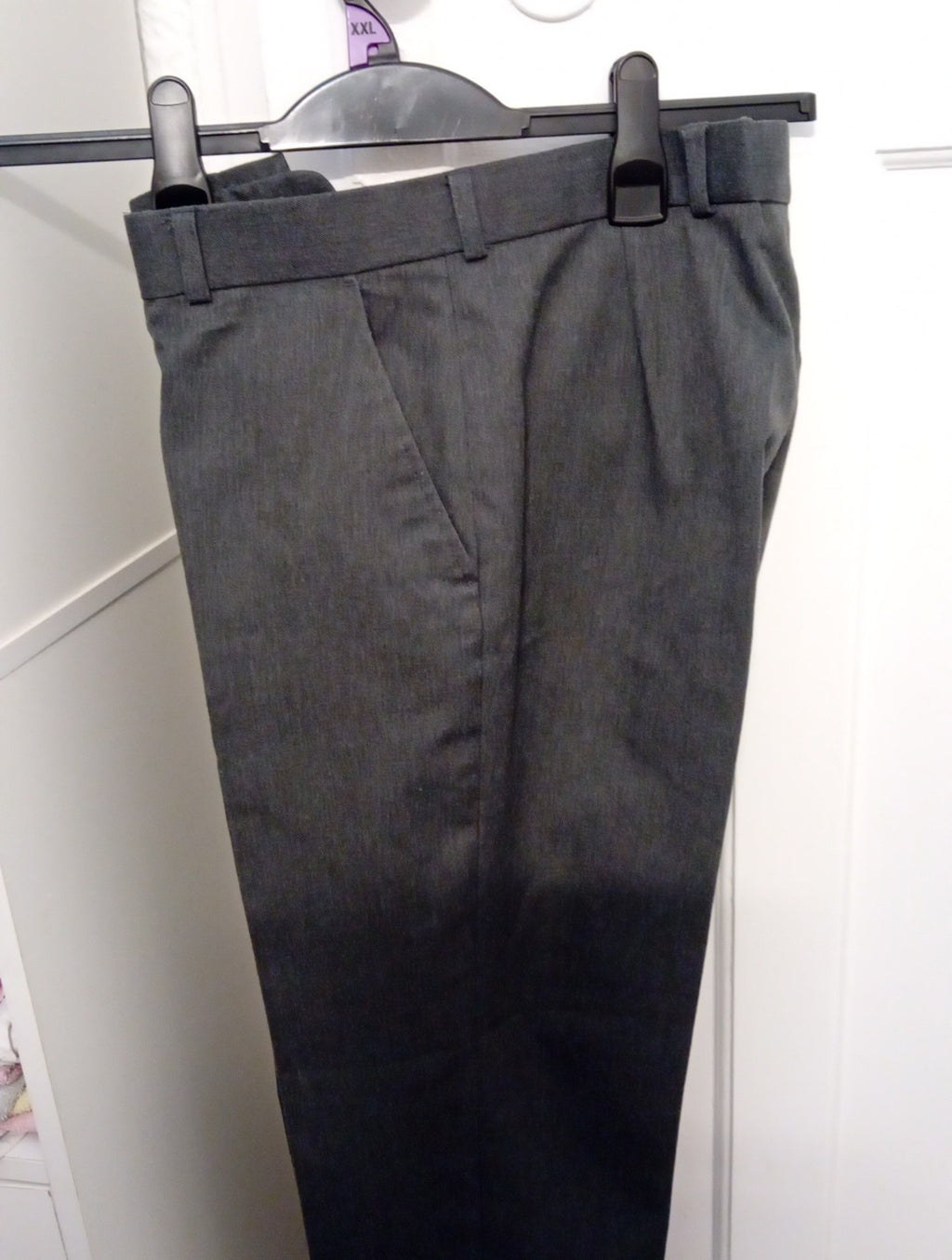 Mens Trousers Size 32 W Short Leg Pinstripe Fine Lines Grey