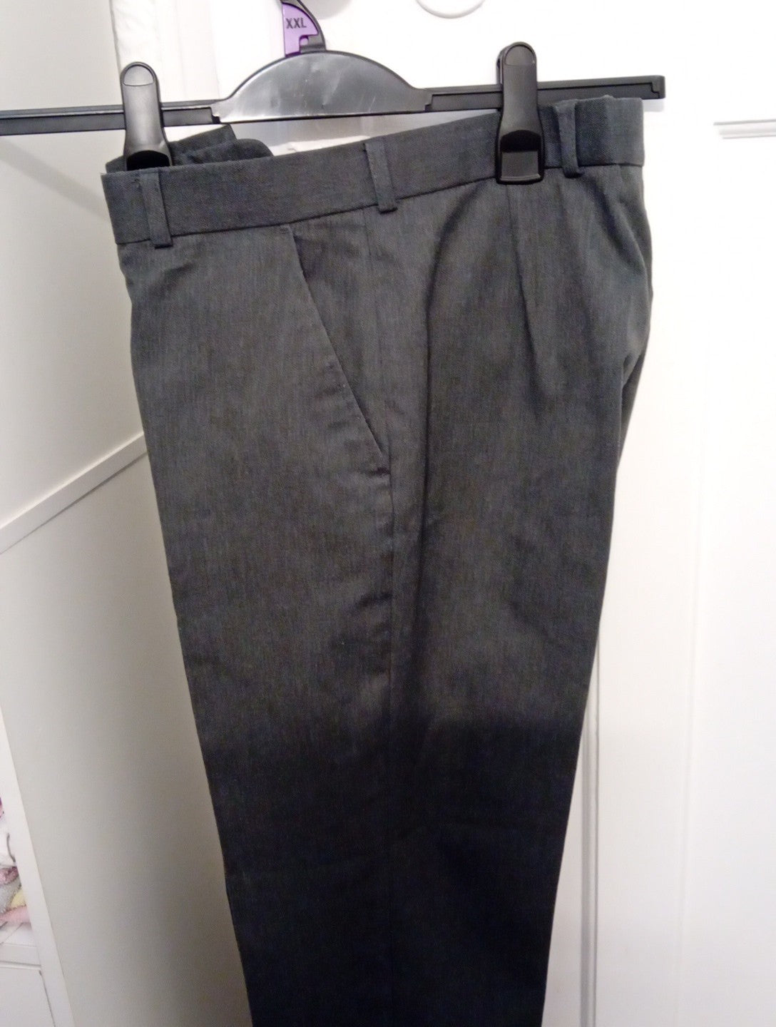 Mens Trousers Size 32 W Short Leg Pinstripe Fine Lines Grey