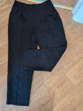 Ladies George Size 14 Black Pinstripe Imitation Fly Trousers