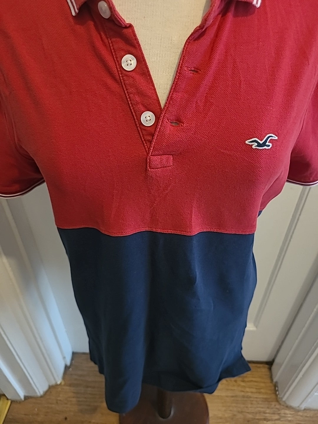 Mens Hollister Size Medium Epic Flex Stretch Red Navy Polo