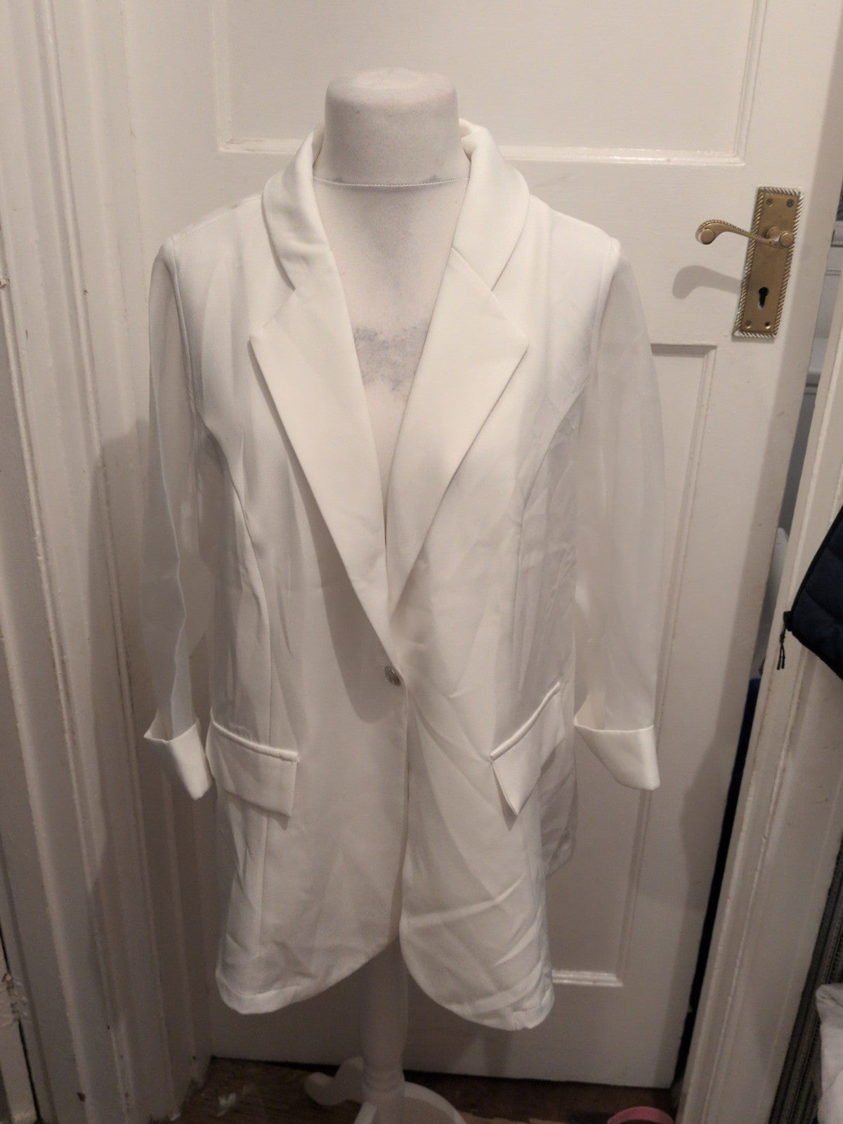 XL White Unpadded Unlined Long Sleeve Blazer