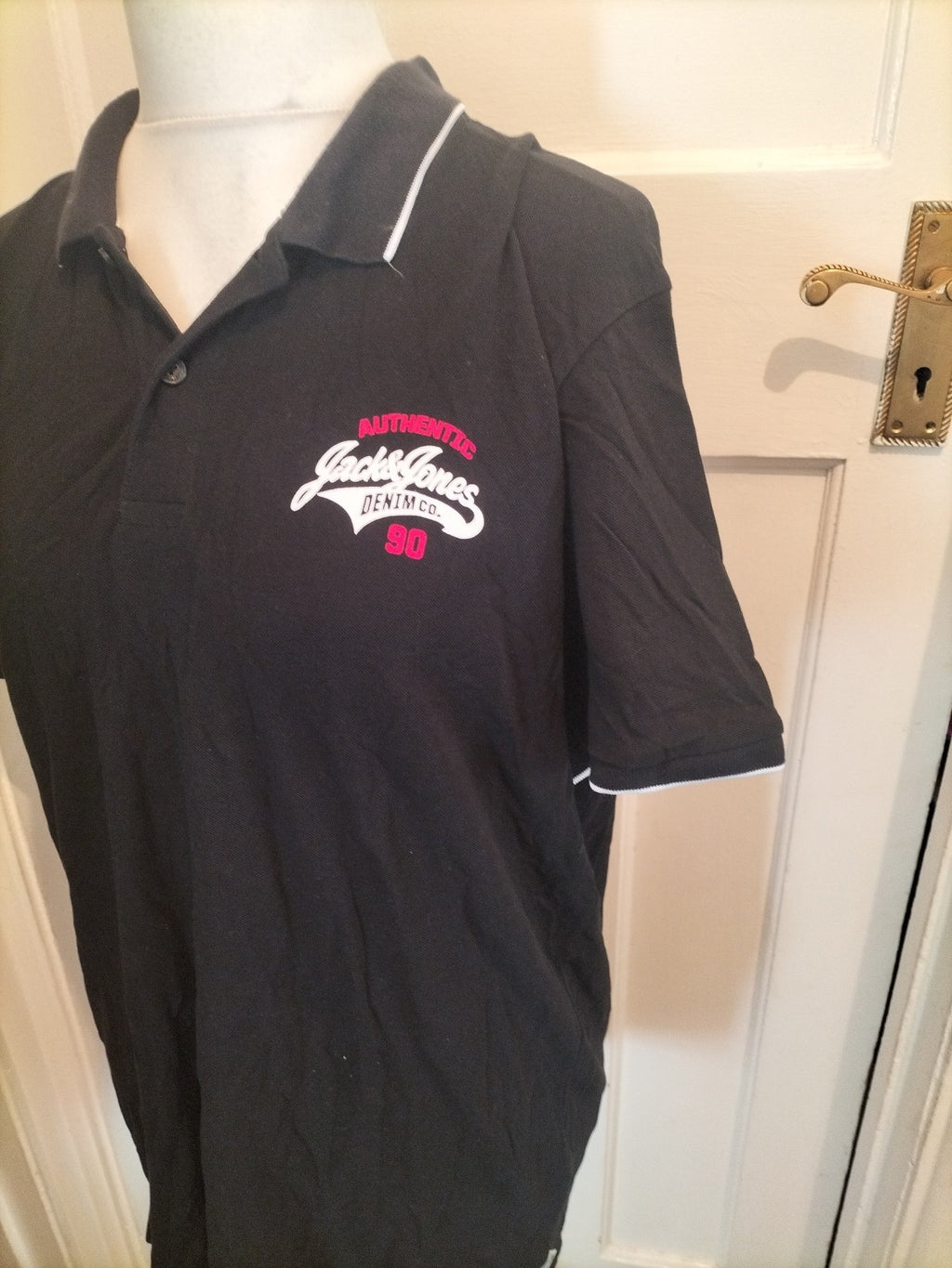 Mens Jack&Jones Size 2XL Black Short Sleeved Polo