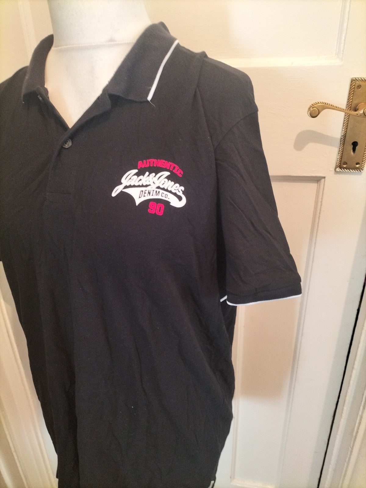 Mens Jack&Jones Size 2XL Black Short Sleeved Polo