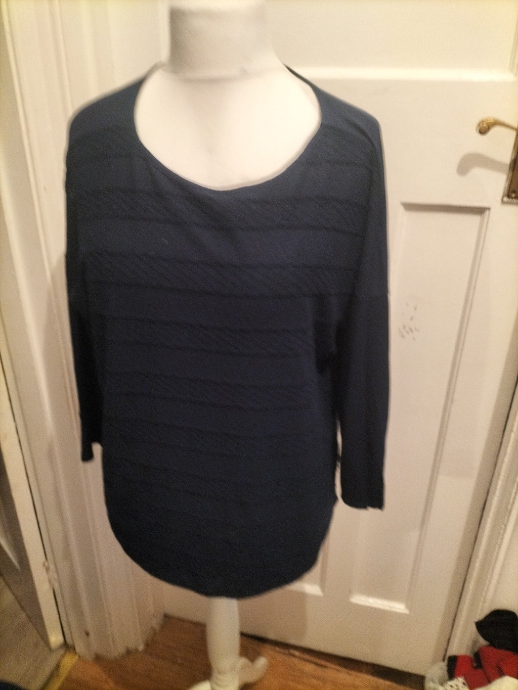 Ladies M&Co Size 16 Navy Patterned Long Sleeved Blouse