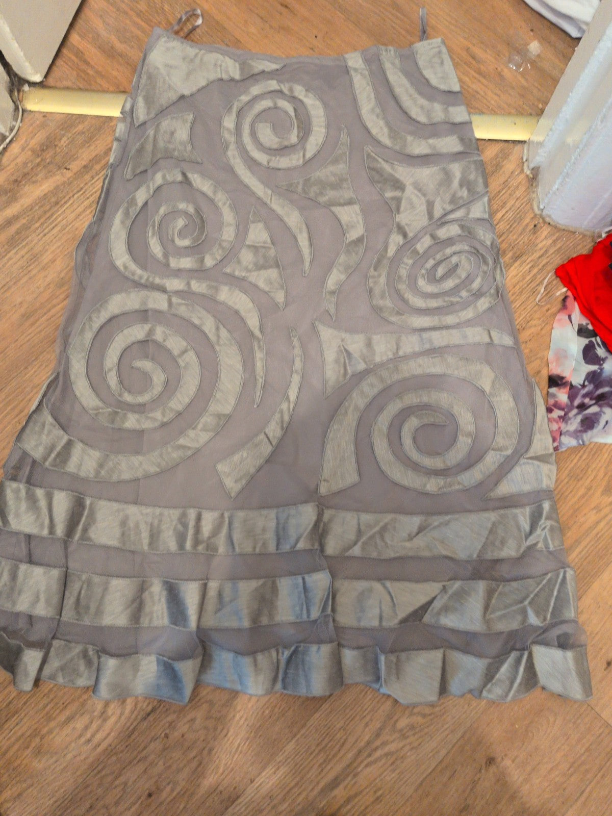 Per Una 16r Silver Mesh Lined Long Length Skirt