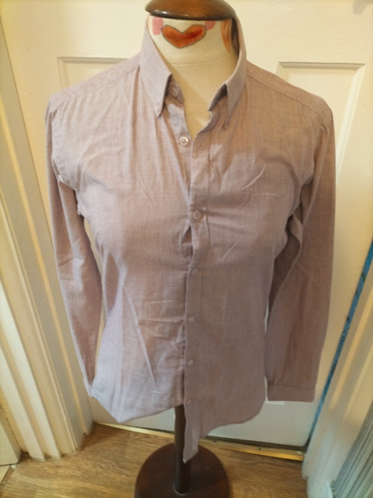 Mens Primark Size 14.5" Collar Purple Slim Fit Shirt