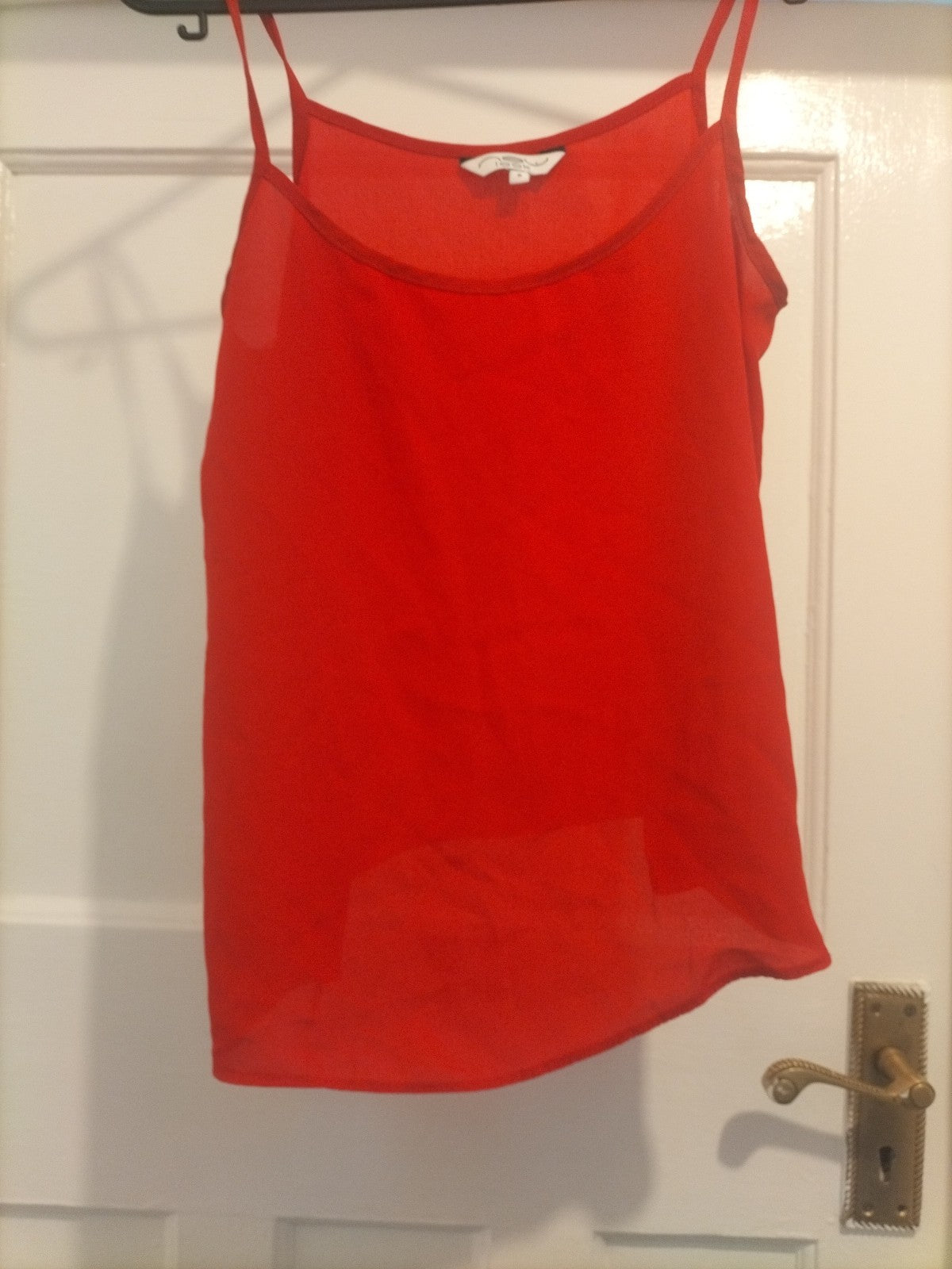 Ladies New Look Size 8 Red Sleeveless Cami Top