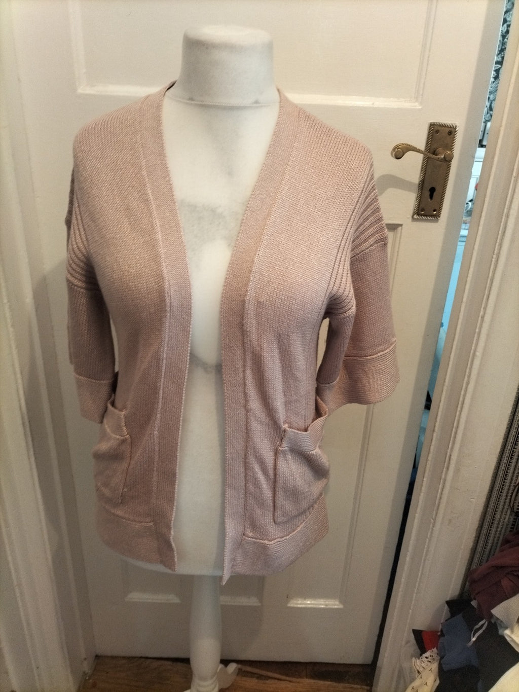 Peacocks 12 Blush Pink Short Sleeve Cardigan