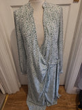 Ladies Prettylittlething Size 12 Green/White Floral Long Length Wrap Dress