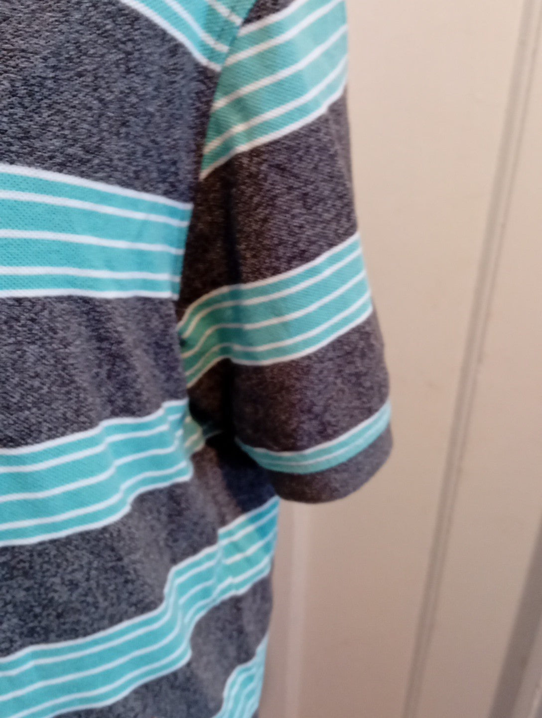 Mens Peacocks Size XL Mint Grey Striped Polo