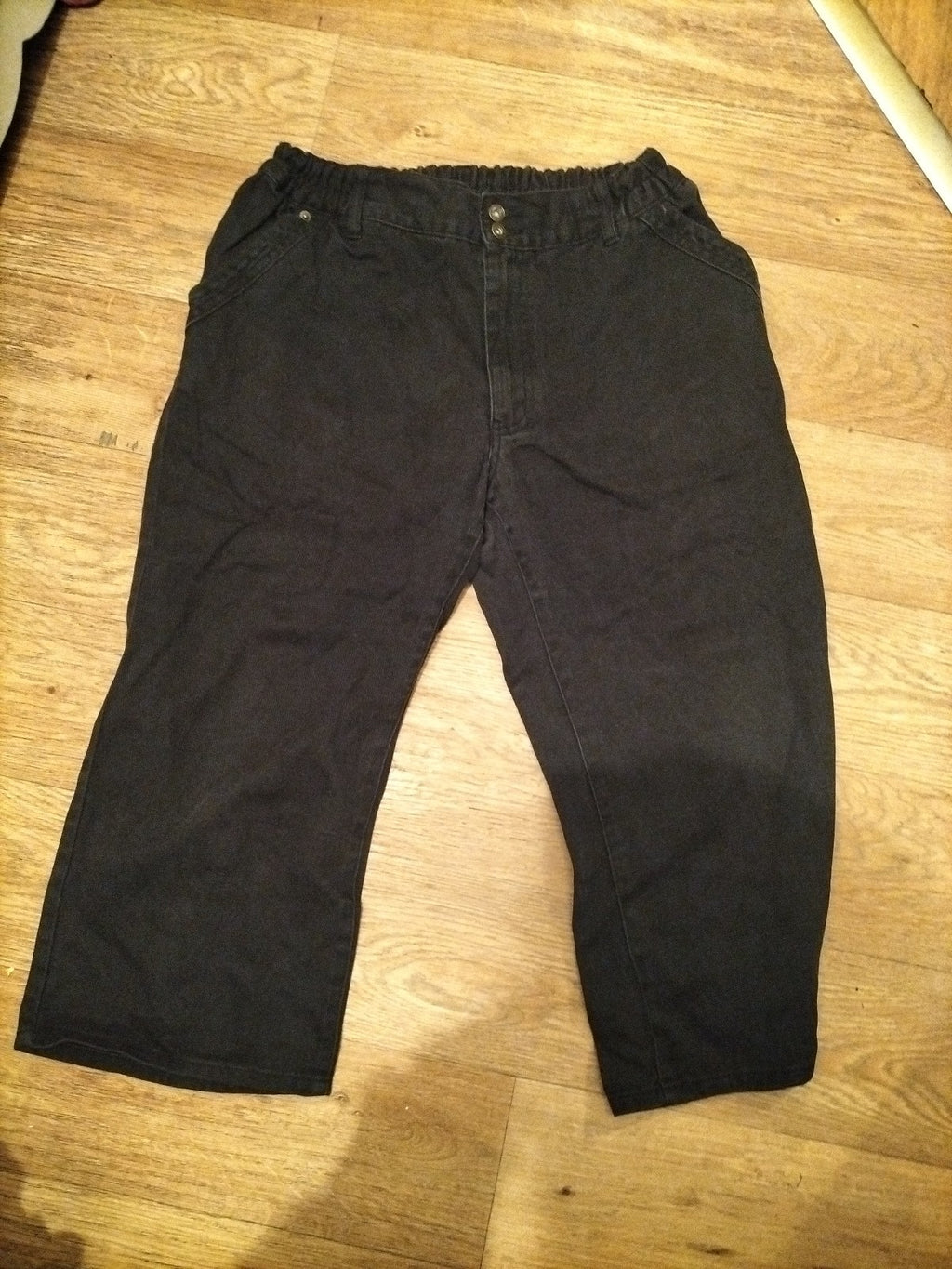 Mens Size Medium Black Elasticated Cropped Jeans