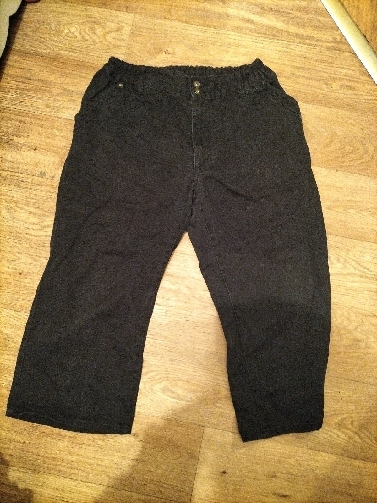 Mens Size Medium Black Elasticated Cropped Jeans