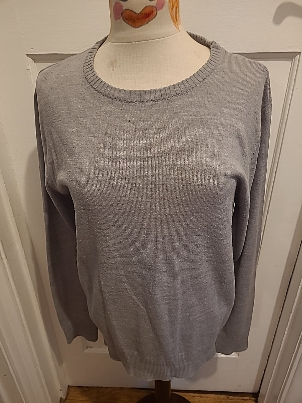 Mens Boohoo Size Medium Grey Round Neck Long Sleeve Jumper