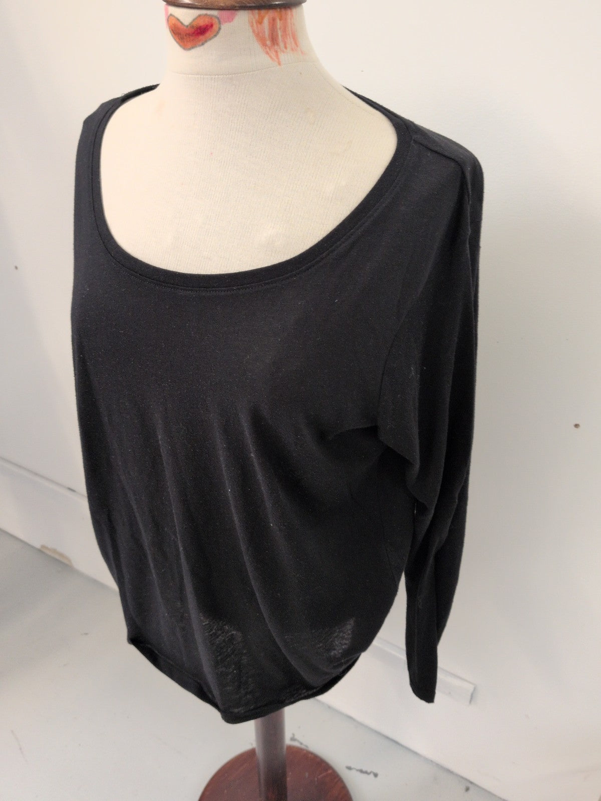 Primark 18-20 Black Long Sleeve Slouchy T-shirt