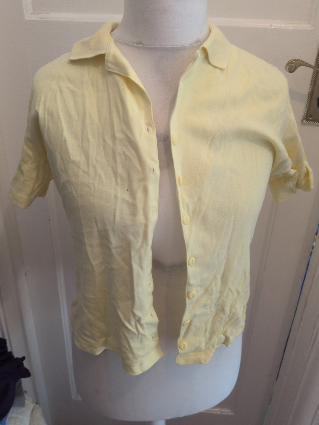 BHS 14 Yellow Short Sleeve Buttoned Cardigan Collared