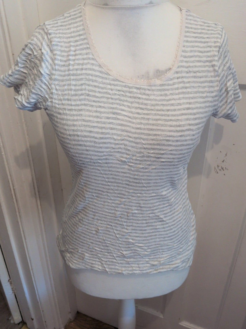 Tu 12 Grey Stripe Short Sleeve T-shirt