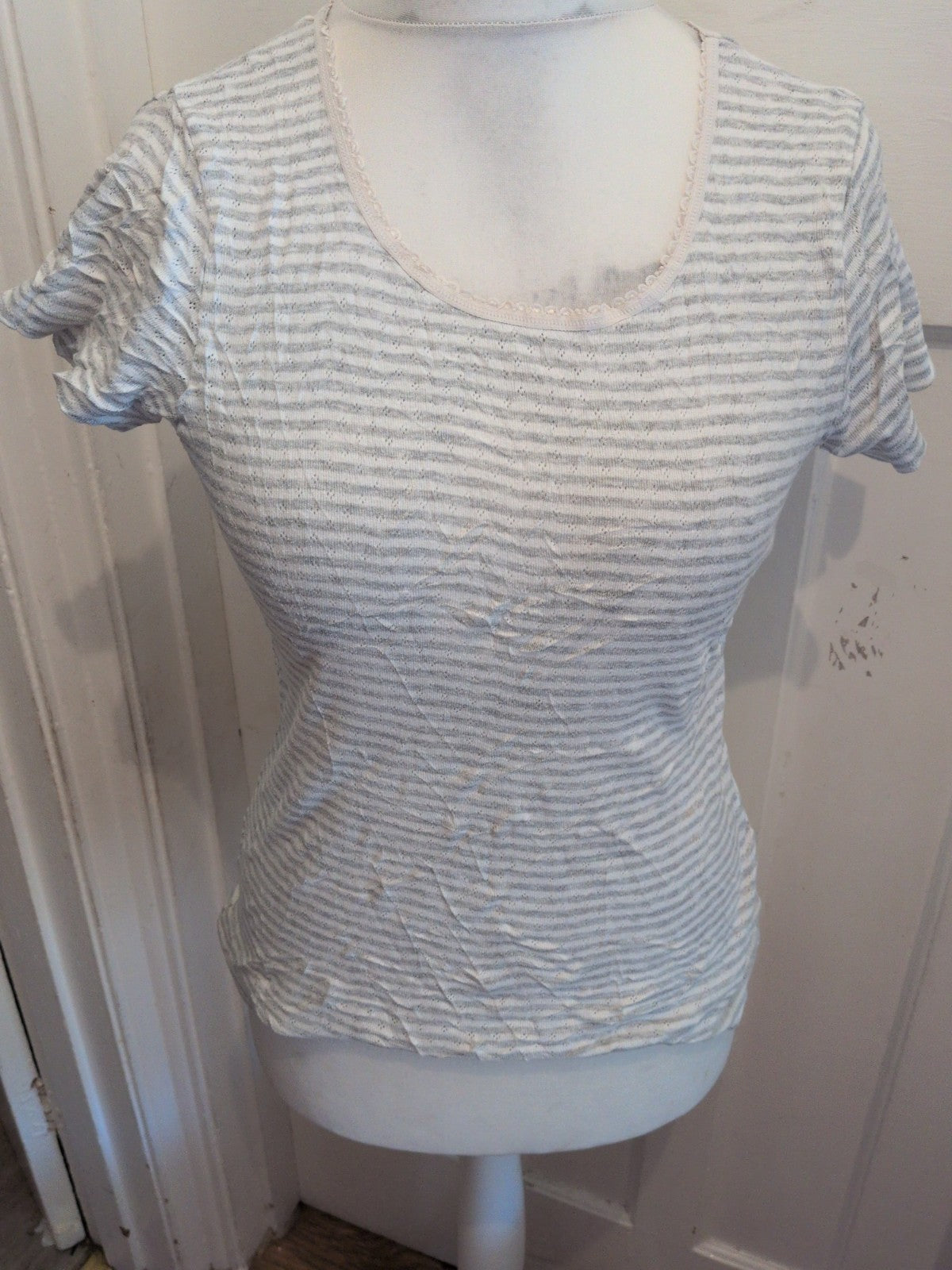 Tu 12 Grey Stripe Short Sleeve T-shirt