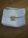 Brand New Ladies White Faux Leather Small Square Chain Crossbody Bag