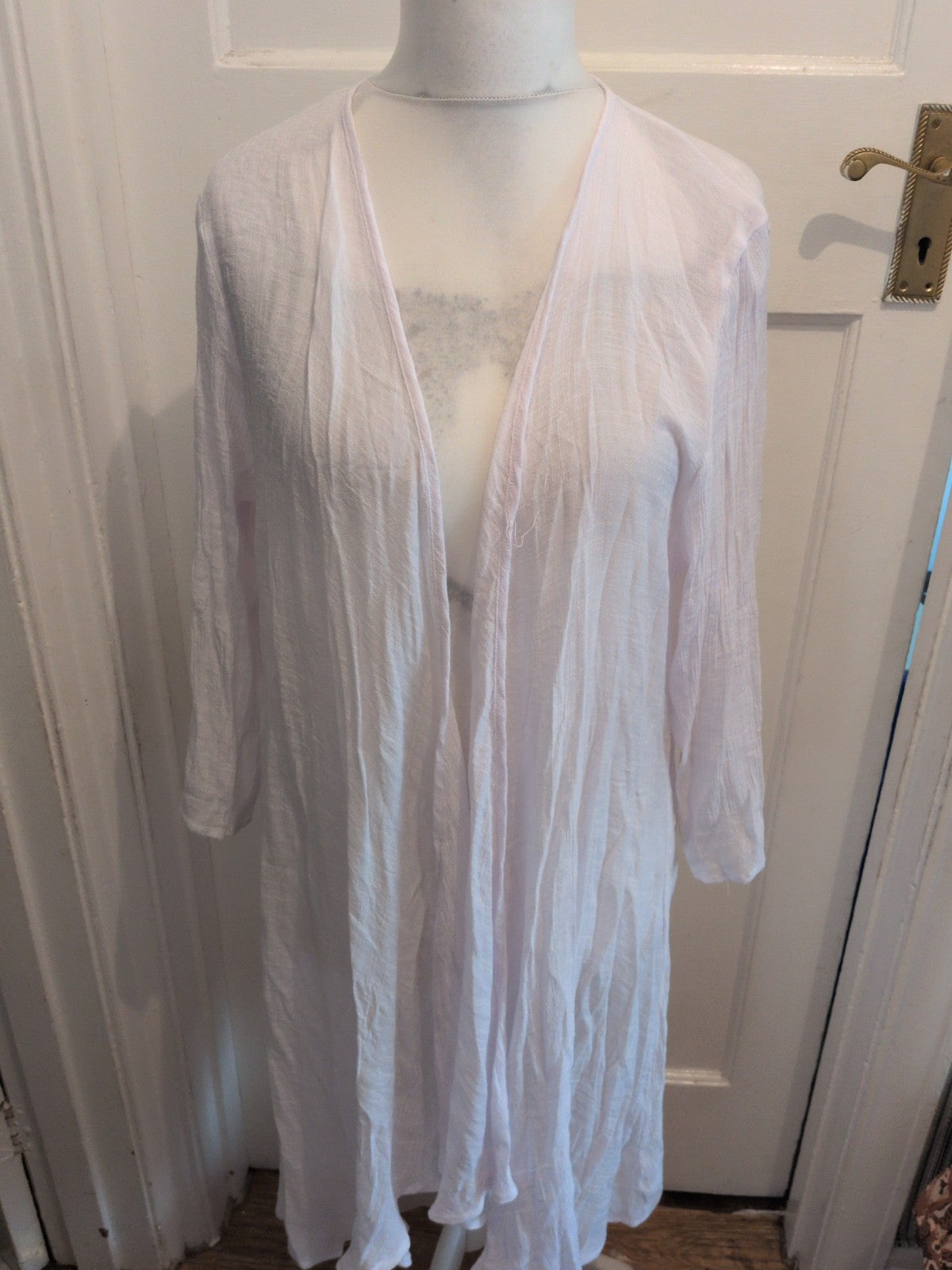 Medium White Sheer Half Sleeve Blouse Open