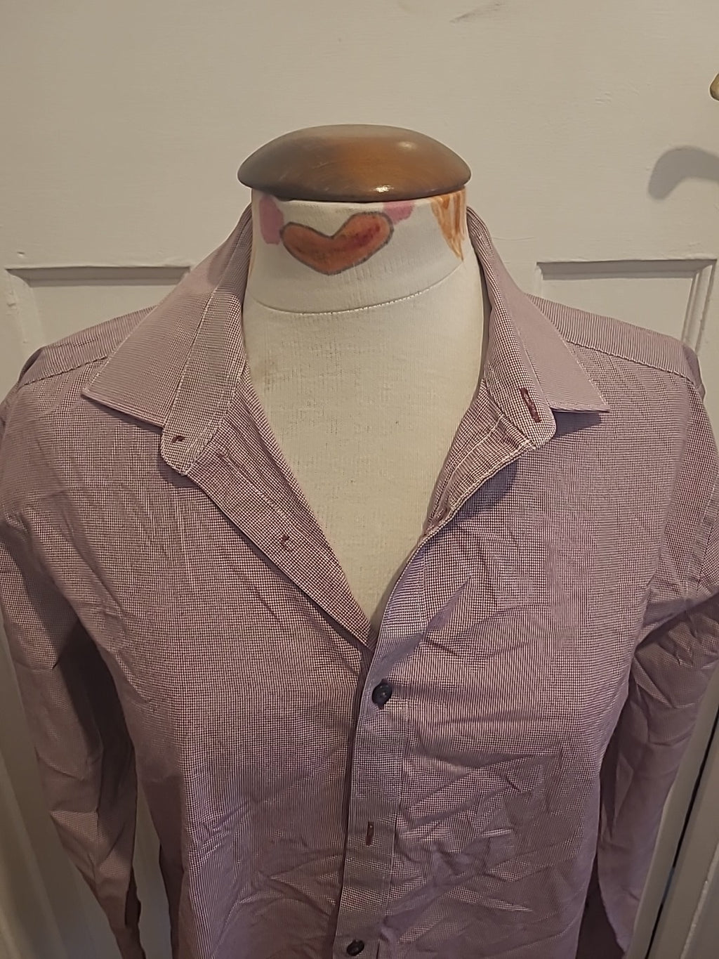 Mens Next Size 15.5" Purple White Tiny Check Tailored Formal Shirt