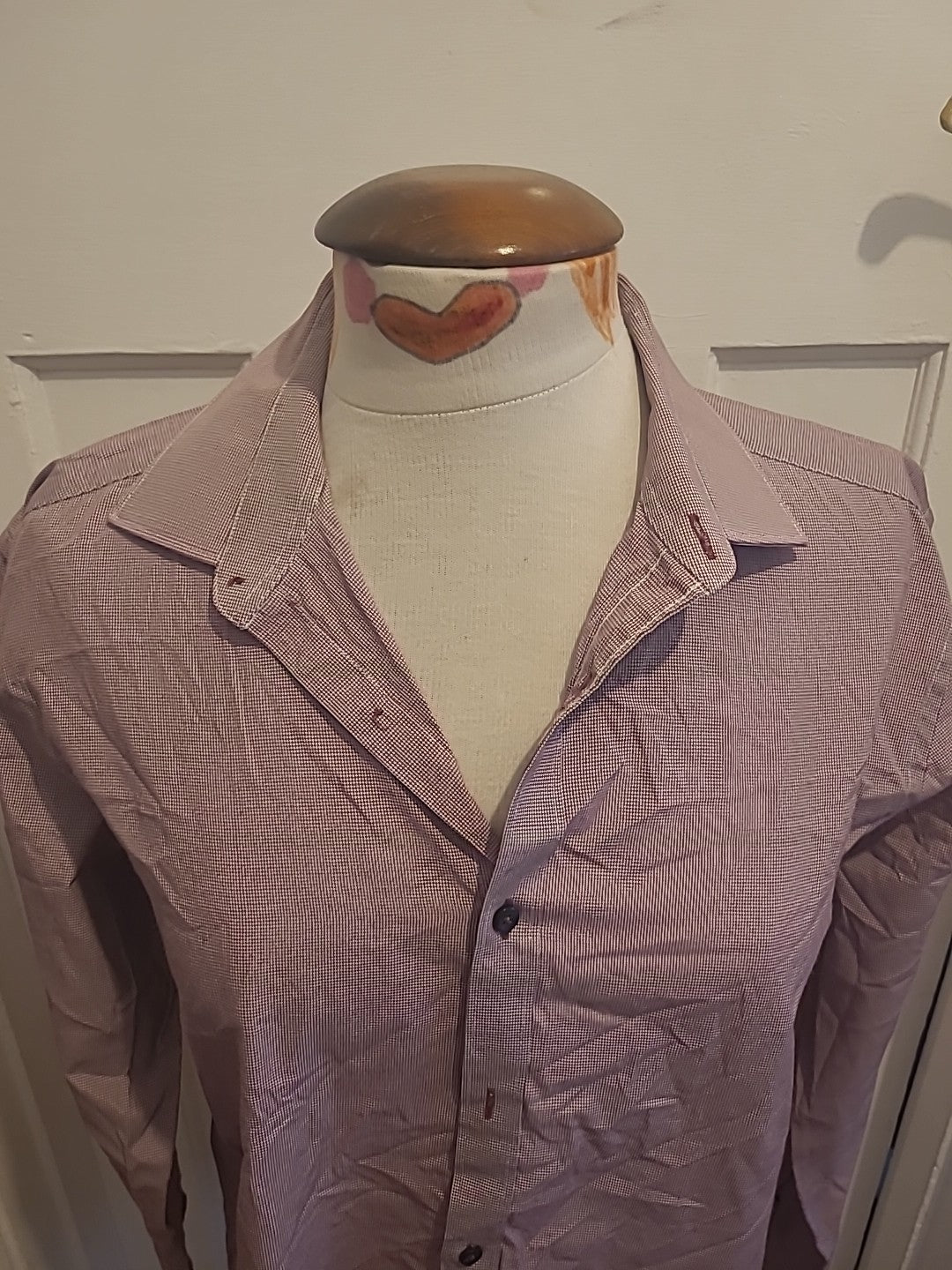 Mens Next Size 15.5" Purple White Tiny Check Tailored Formal Shirt