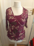 Ladies Editions Size 16 Purple Floral Lined Half Sleeved Blouse