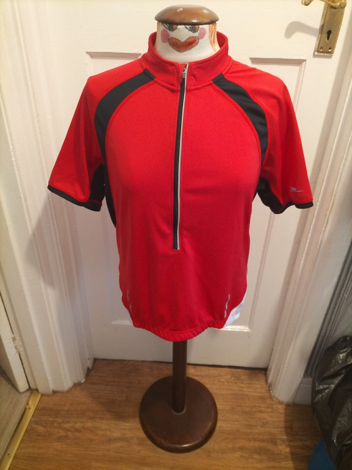 Mens Size Large Activewear Red Semi Zip Tshirt