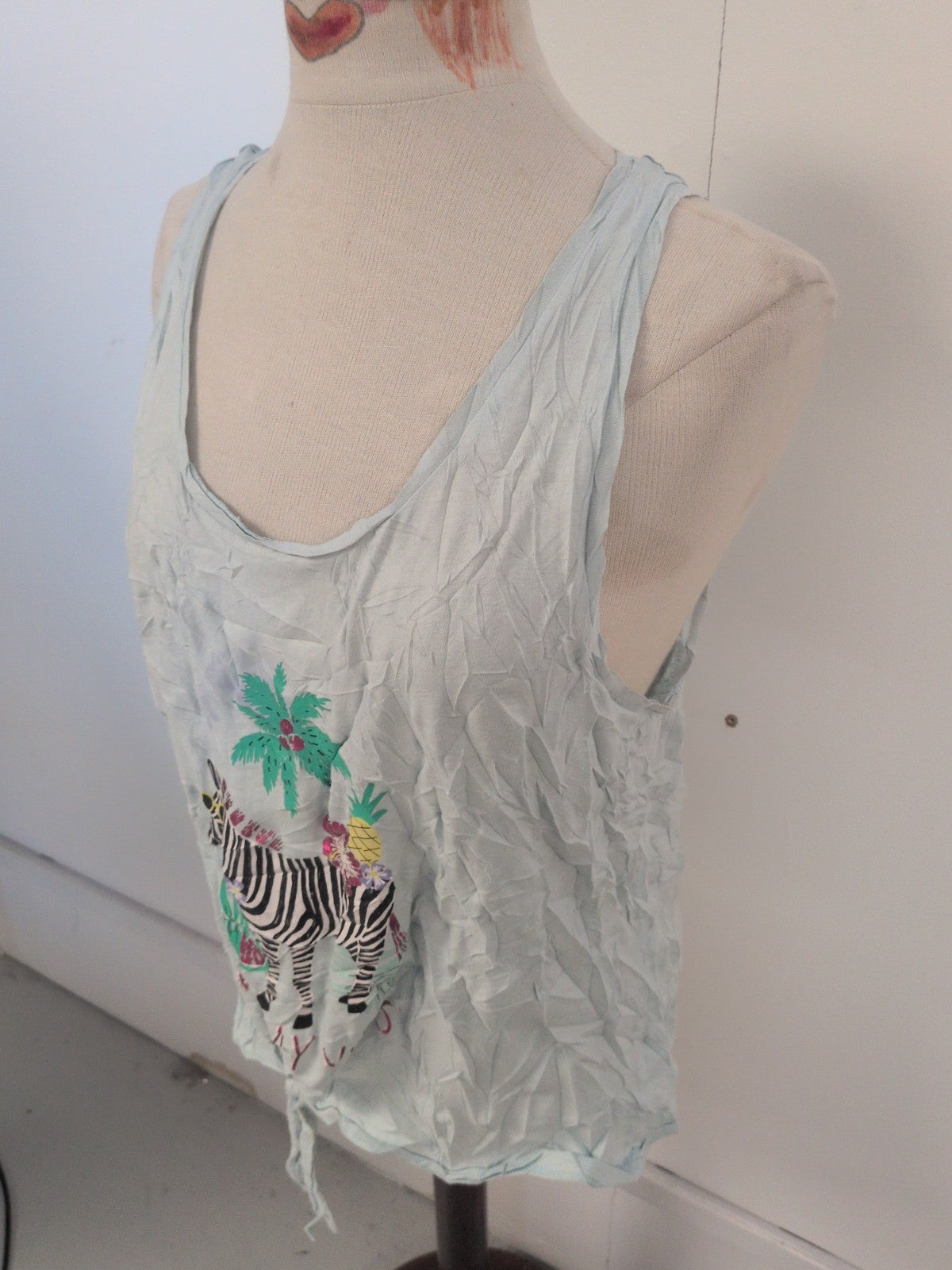 Ladies Peacocks Size 18-20 Blue Sleeveless With Zebra Pyjama Top