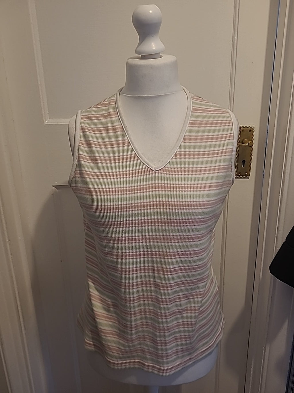 Ladies Bonmarche Size XL Multi Stripe Sleeveless Tshirt