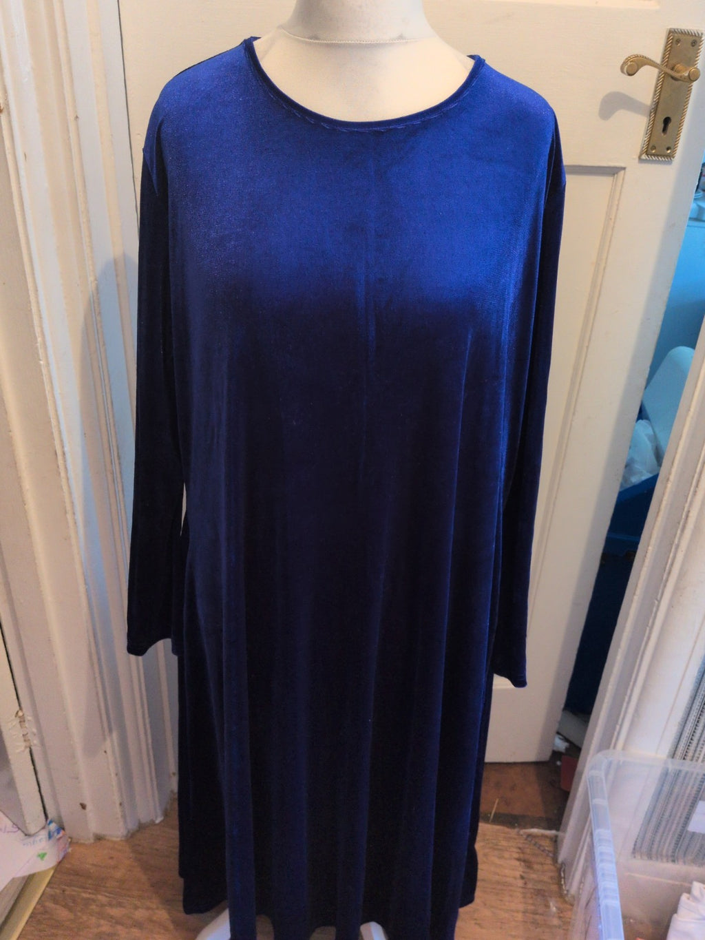Ladies 4XL Metallic Blue Shiny Long Length Maxi Dress
