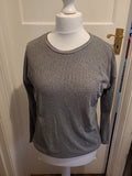 Ladies Primark Size 6/8 Grey Ribbed Long Sleeved Jumper