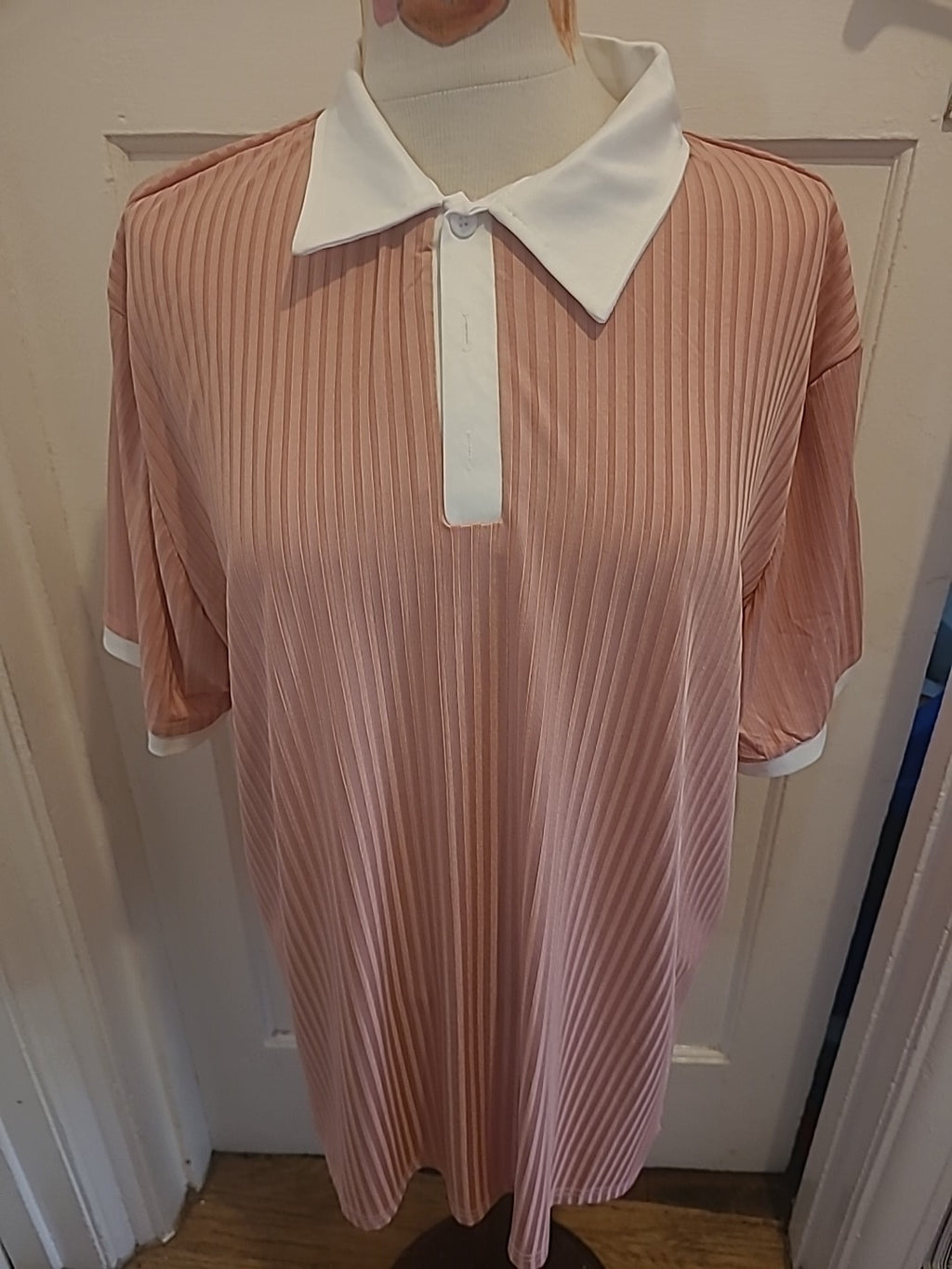 Mens Size 2XL Pink Patterned Short Sleeved Polo