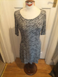 Ladies George Size 14 Black And White Patterned Short Sleeved Flare Dress