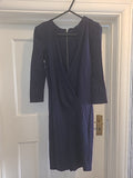Ladies Size 6 Navy V Neck Short Sleeved Dress