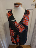 Ladies Next Size 10 Red/Black Sleeveless Blouse