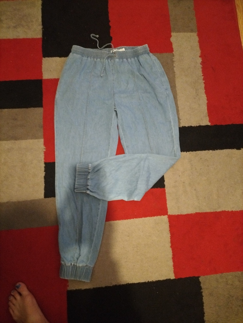 Ladies Na-kd Size EU 38 Elasticated Denim Trousers