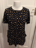 Chianti 12 Navy And Brown Spotted Short Sleeve Blouse(Pad Missing One Side)