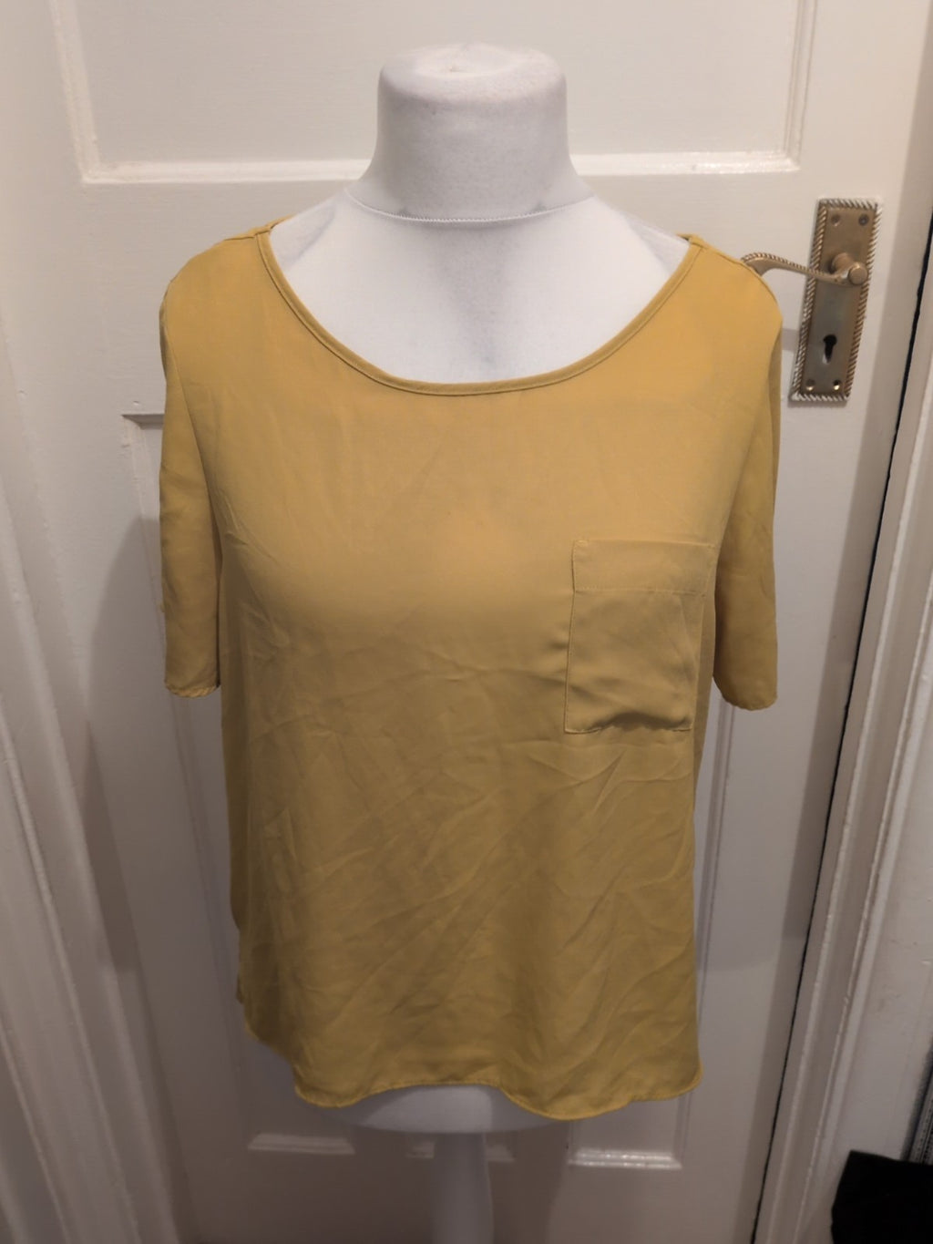 Ladies George Size 14 Yellow Short Sleeved Blouse