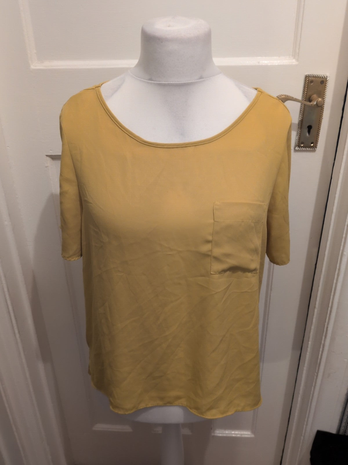 Ladies George Size 14 Yellow Short Sleeved Blouse