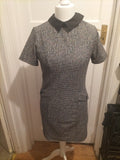 Ladies George Size 12 Black/White/Orange Fleck Collared Dress