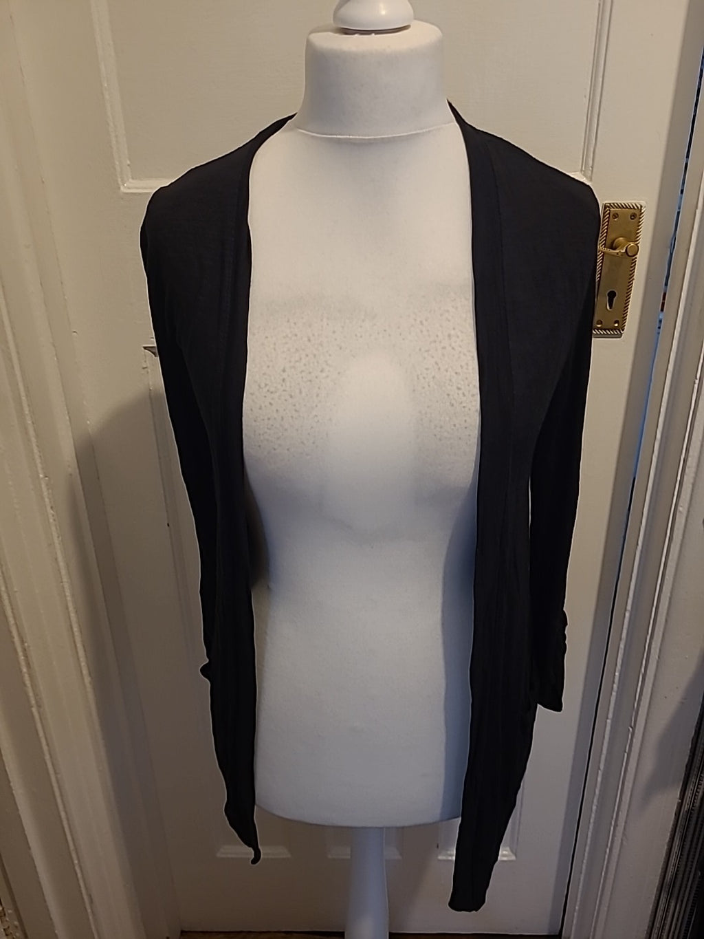 Ladies Peacocks Size 10 Black Long Sleeved Longline Cardigan