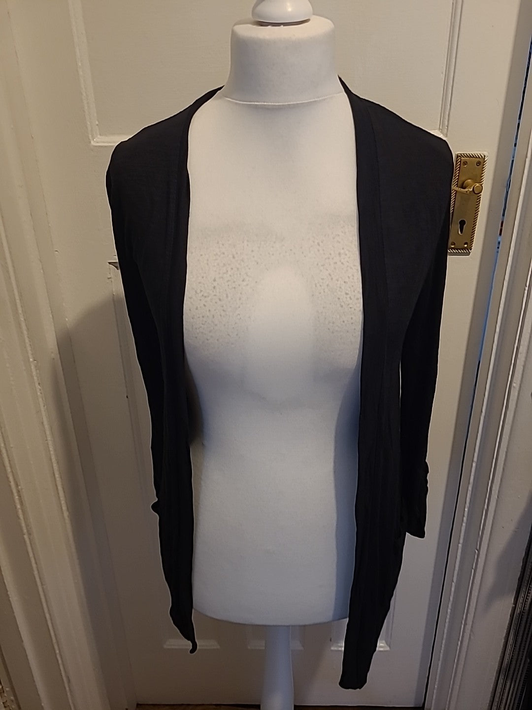 Ladies Peacocks Size 10 Black Long Sleeved Longline Cardigan